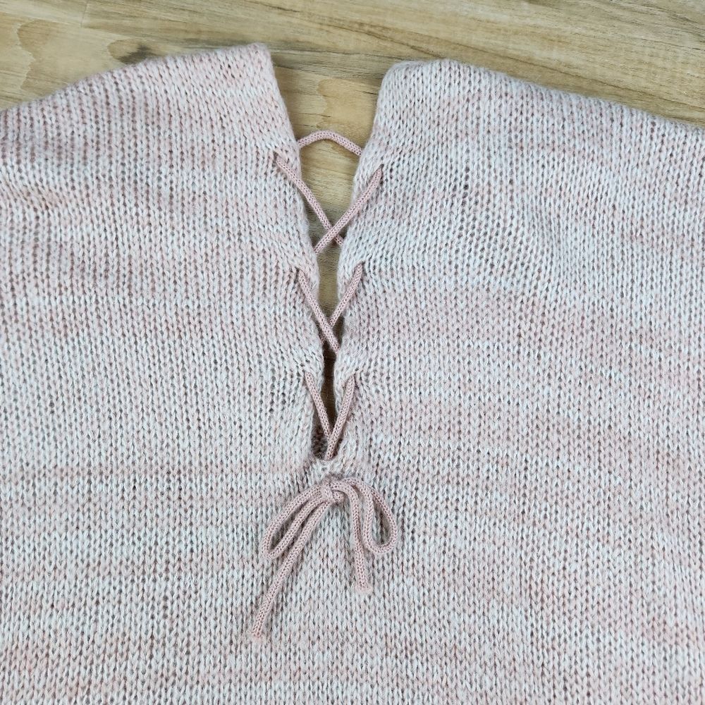 🐞Mauve & White Variegated Soft Knit Poncho Sweater One Size - Picture 5 of 10